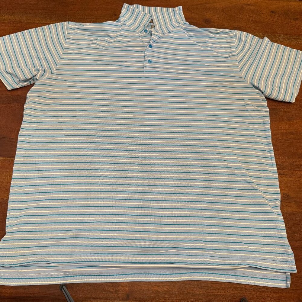 Blue White Stripe Peter Millar Men's Summer Comfort Performance Polo